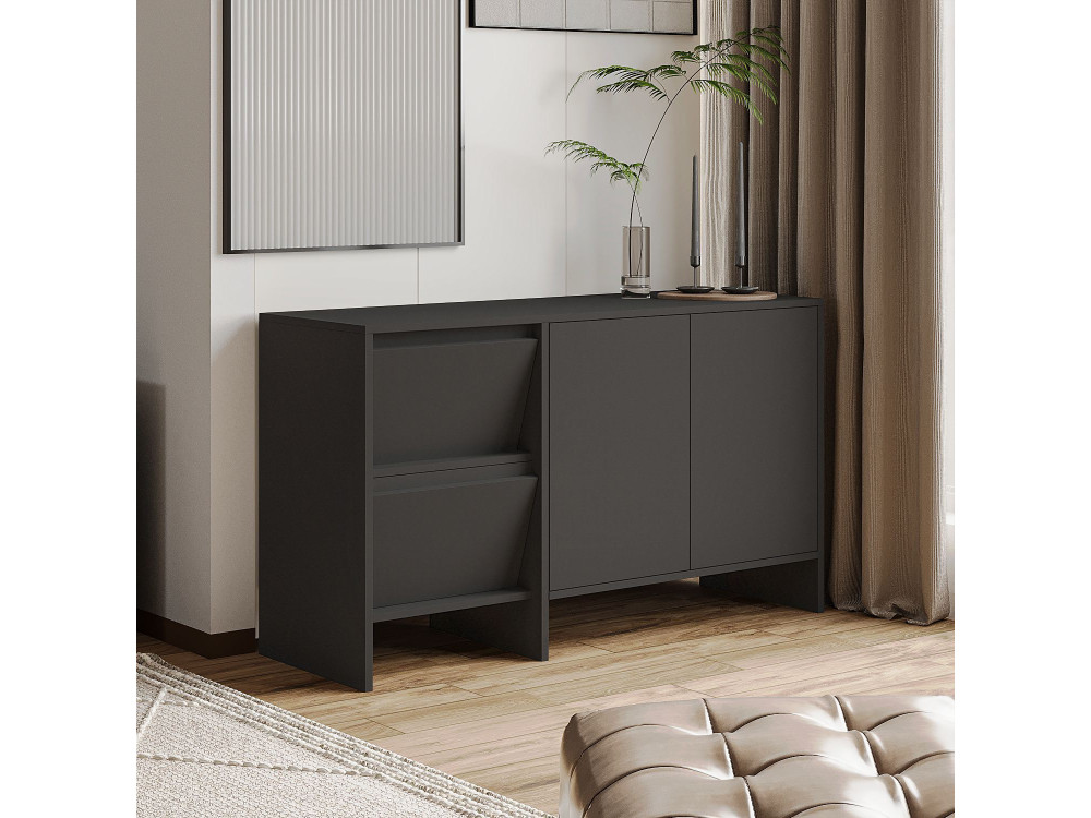 Aparador de madeira Laris 130" - 130 x 44 x 82 cm - Cinzento antracite