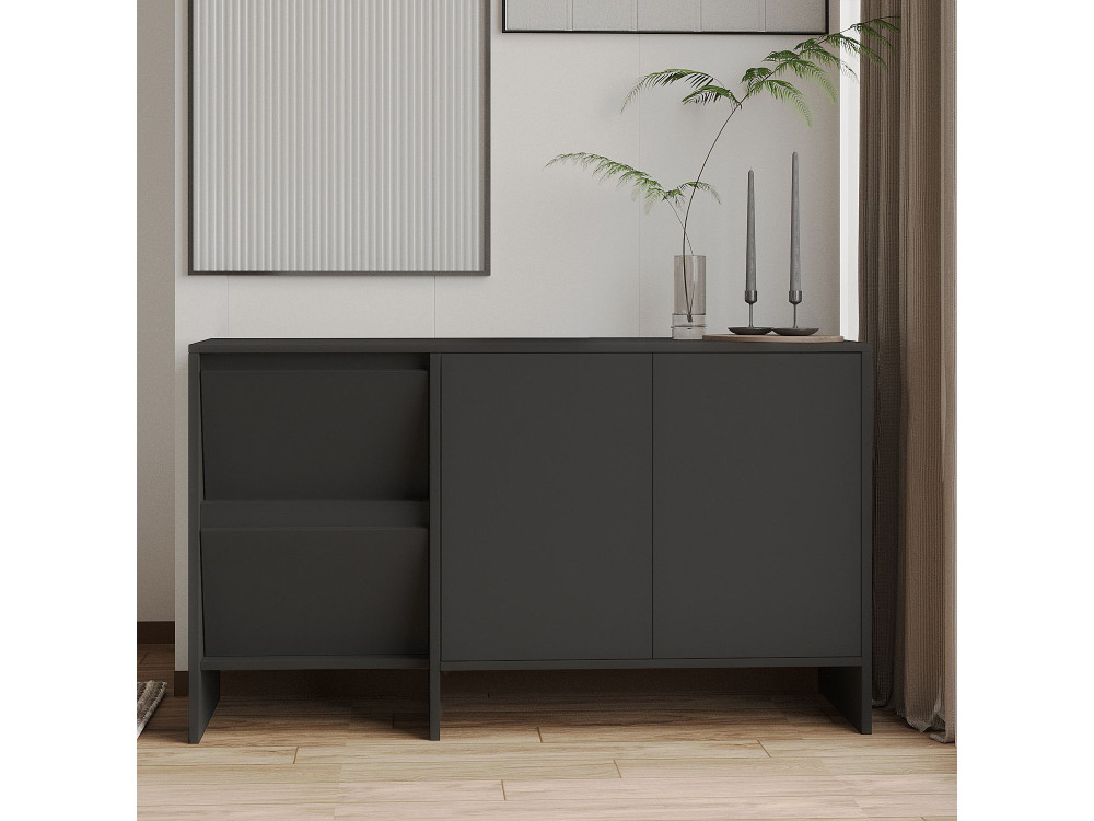Aparador de madeira Laris 130" - 130 x 44 x 82 cm - Cinzento antracite