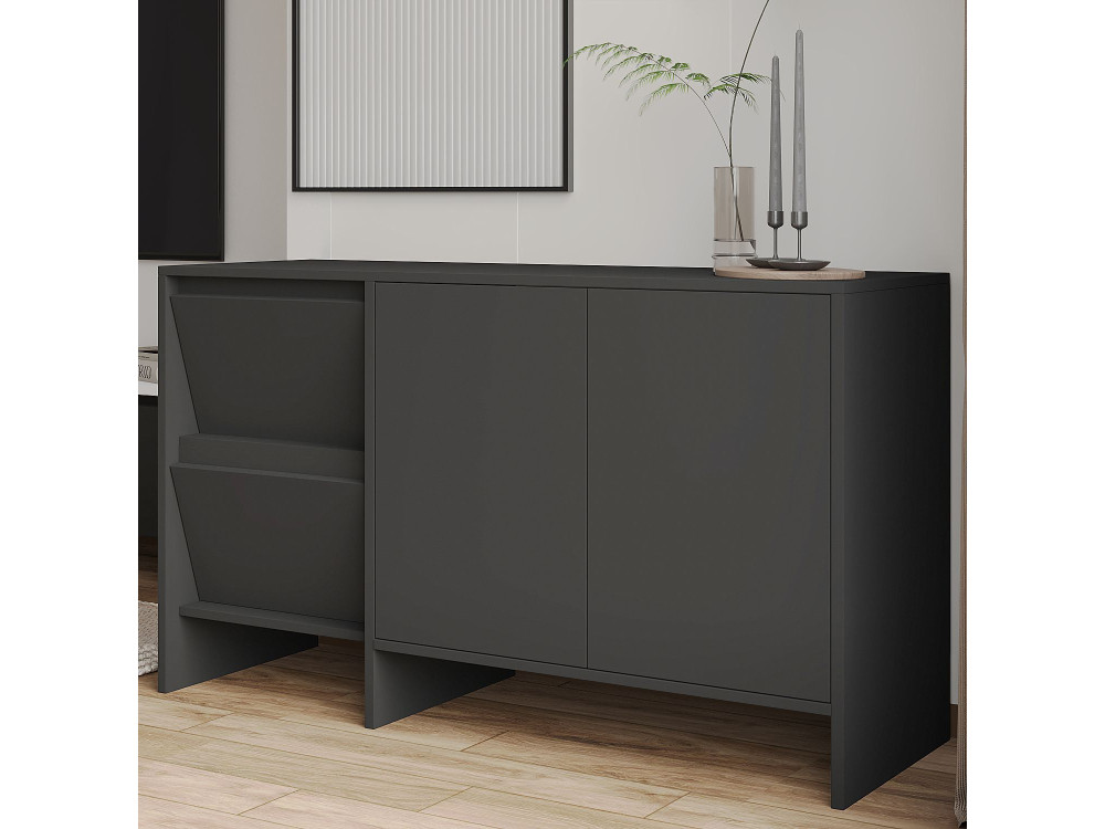 Aparador de madeira Laris 130" - 130 x 44 x 82 cm - Cinzento antracite