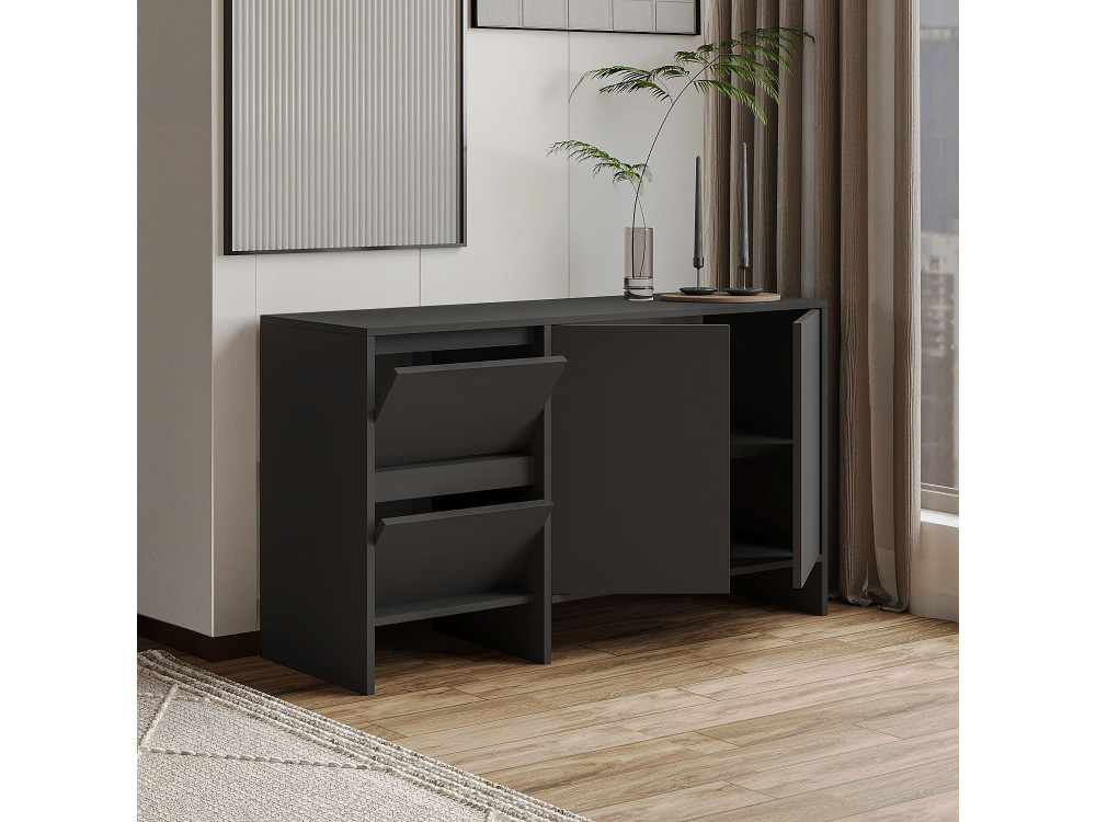 Aparador de madeira Laris 130" - 130 x 44 x 82 cm - Cinzento antracite