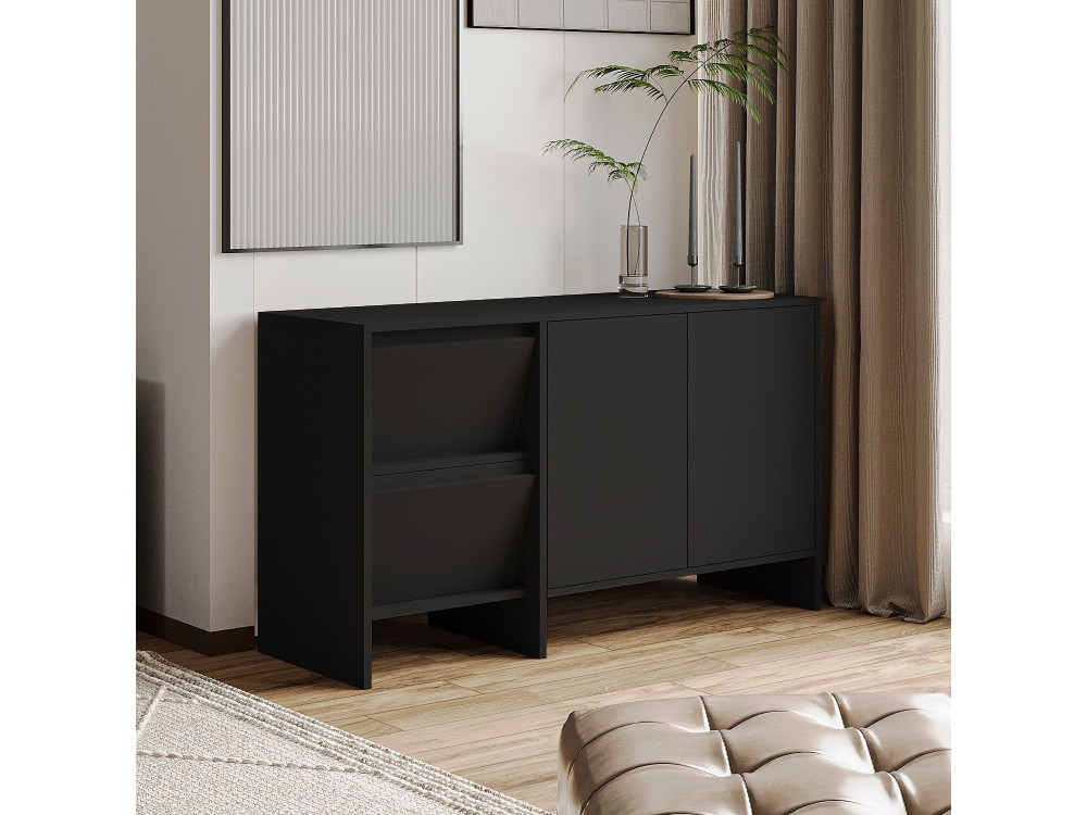Aparador de madeira Laris 130" - 130 x 44 x 82 cm - Preto
