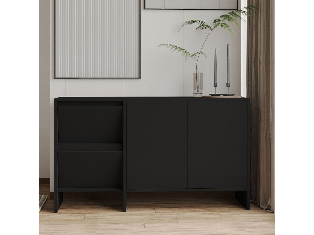 Aparador de madeira Laris 130" - 130 x 44 x 82 cm - Preto