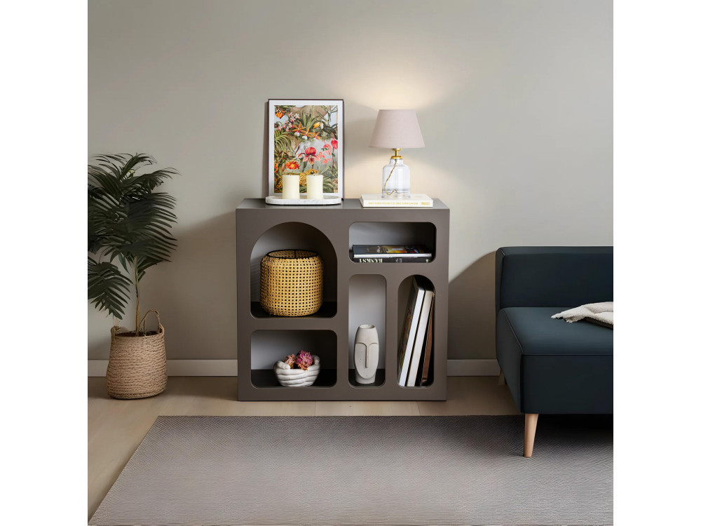 Aparador "Lessa" em madeira - 80 x 37 x 74 cm - Cinzento antracite