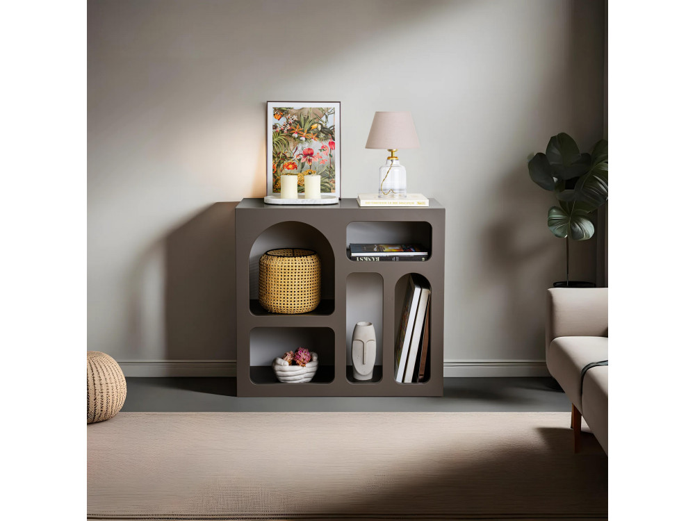 Aparador "Lessa" em madeira - 80 x 37 x 74 cm - Cinzento antracite