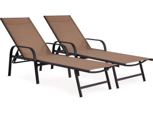 Conjunto de 2 espreguiçadeiras metálicas "Farniente" - Taupe