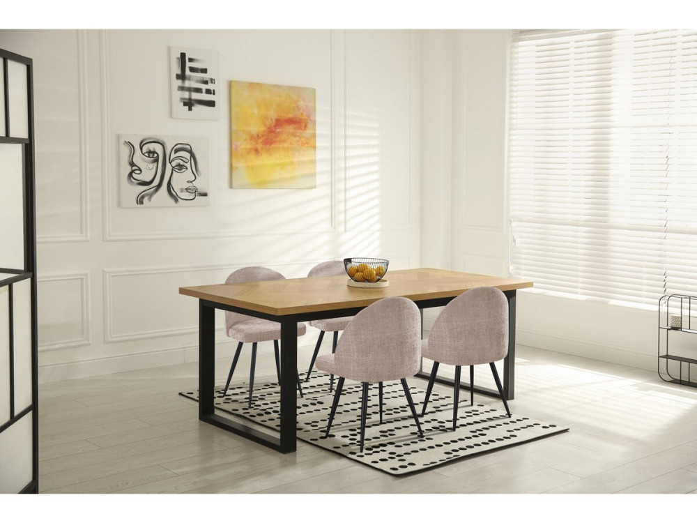 Conjunto de 2 cadeiras em tecido "Samuel" - 53 x 51 x 82 cm - Bege