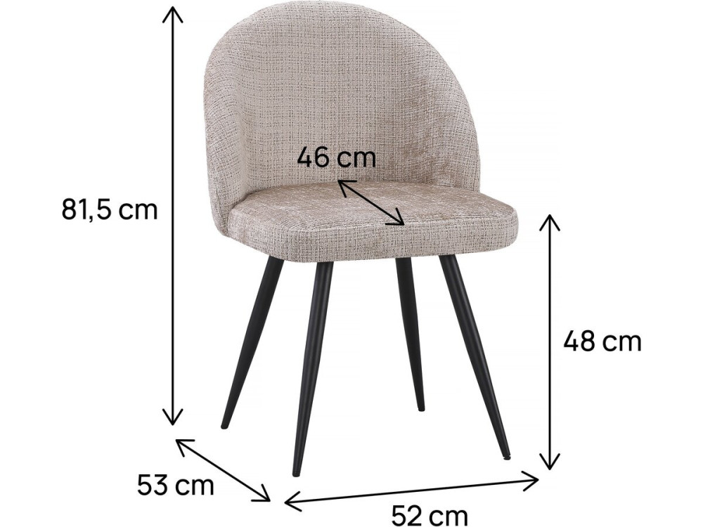Conjunto de 2 cadeiras em tecido "Samuel" - 53 x 51 x 82 cm - Bege