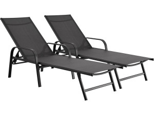 Conjunto de 2 espreguiçadeiras metálicas "Farniente" - Cinza