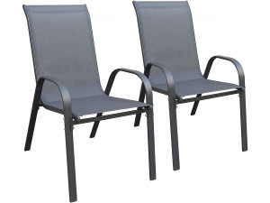 Conjunto de 2 cadeiras de jardim em textura "Cordoba" - Phoenix - Antracite