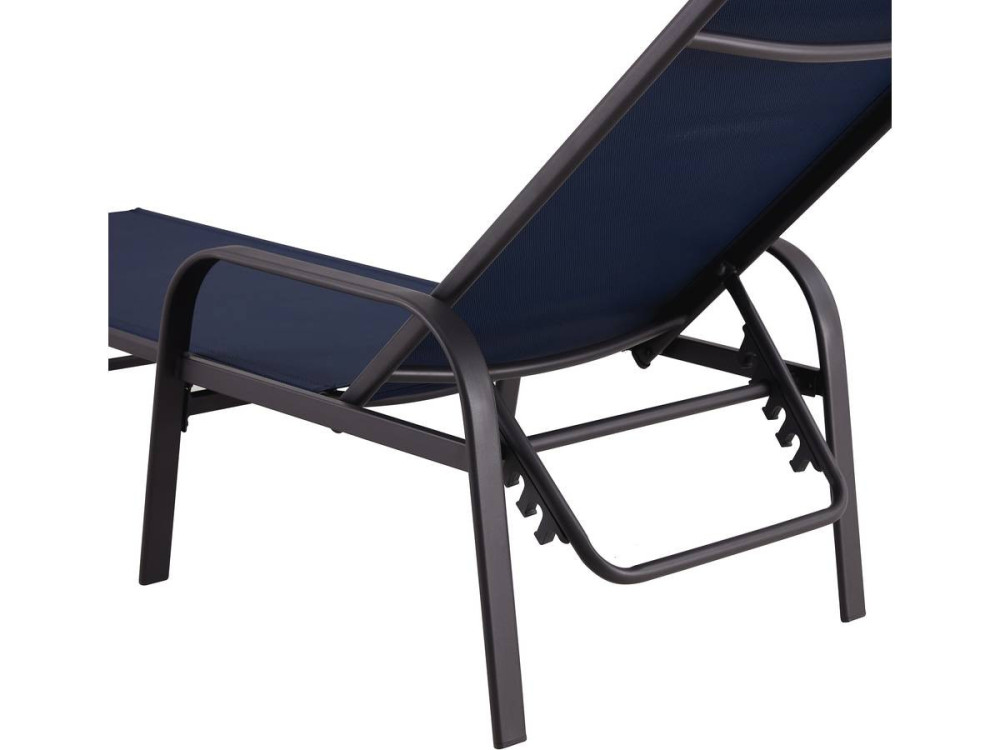 Conjunto de 2 espreguiçadeiras metálicas "Farniente" - Azul meia-noite