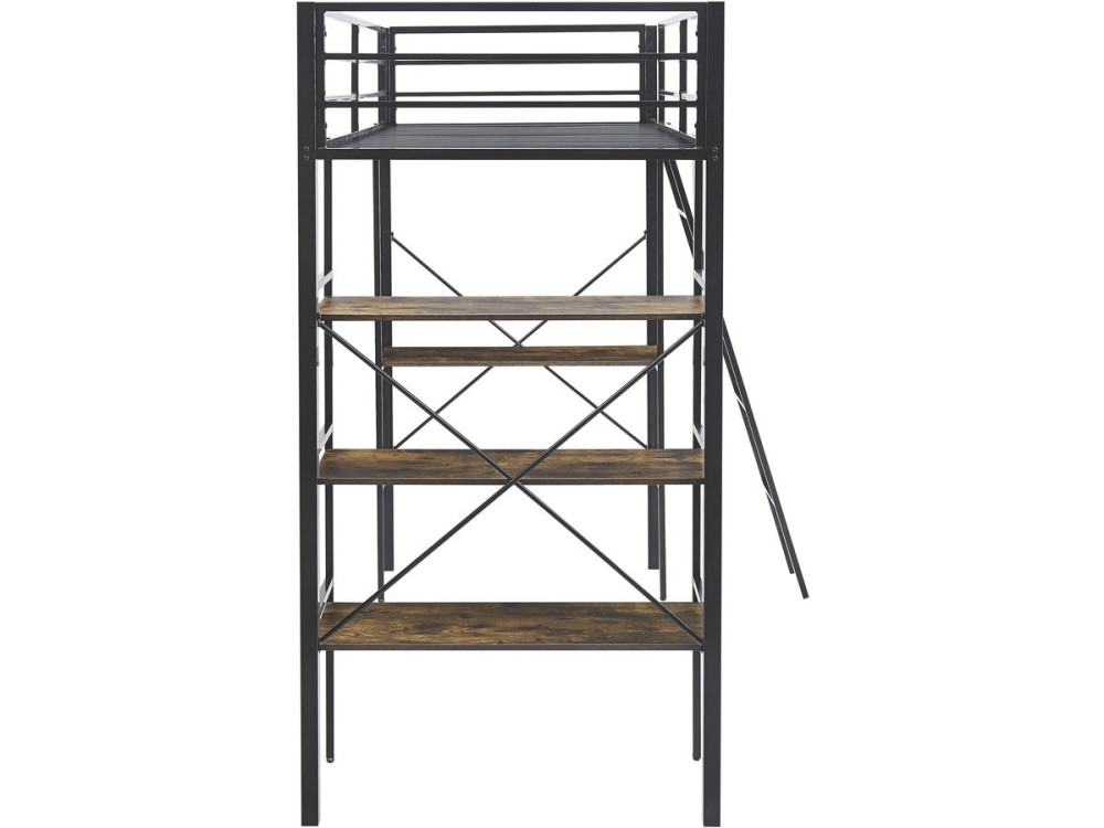 Cama de mezanino com secretária em metal «Raphaël» - 190 x 90 cm - Preto