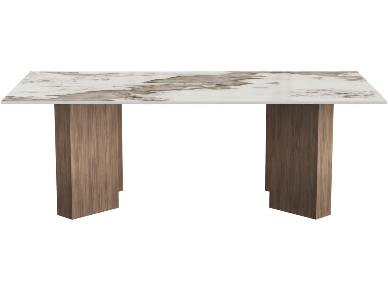 Mesa de centro em madeira com tampo em cerâmica «Elma» - 120 x 60 x 40 cm - Castanho