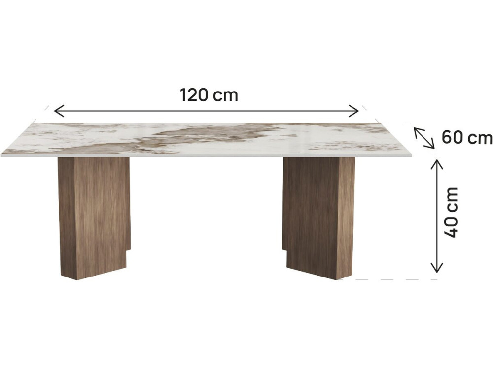 Mesa de centro em madeira com tampo em cerâmica «Elma» - 120 x 60 x 40 cm - Castanho