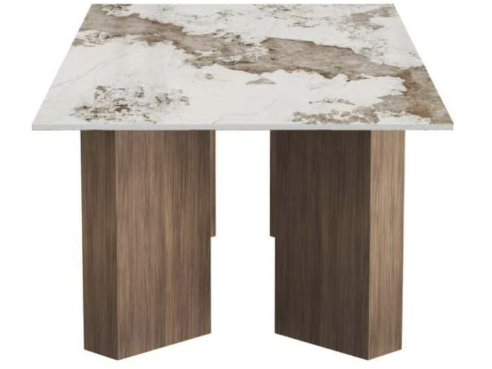 Mesa de centro em madeira com tampo em cerâmica «Elma» - 120 x 60 x 40 cm - Castanho