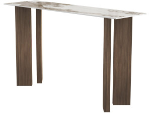 Console de madeira com tampo de cerâmica «Elma» - 140 x 40 x 80 cm - Castanho