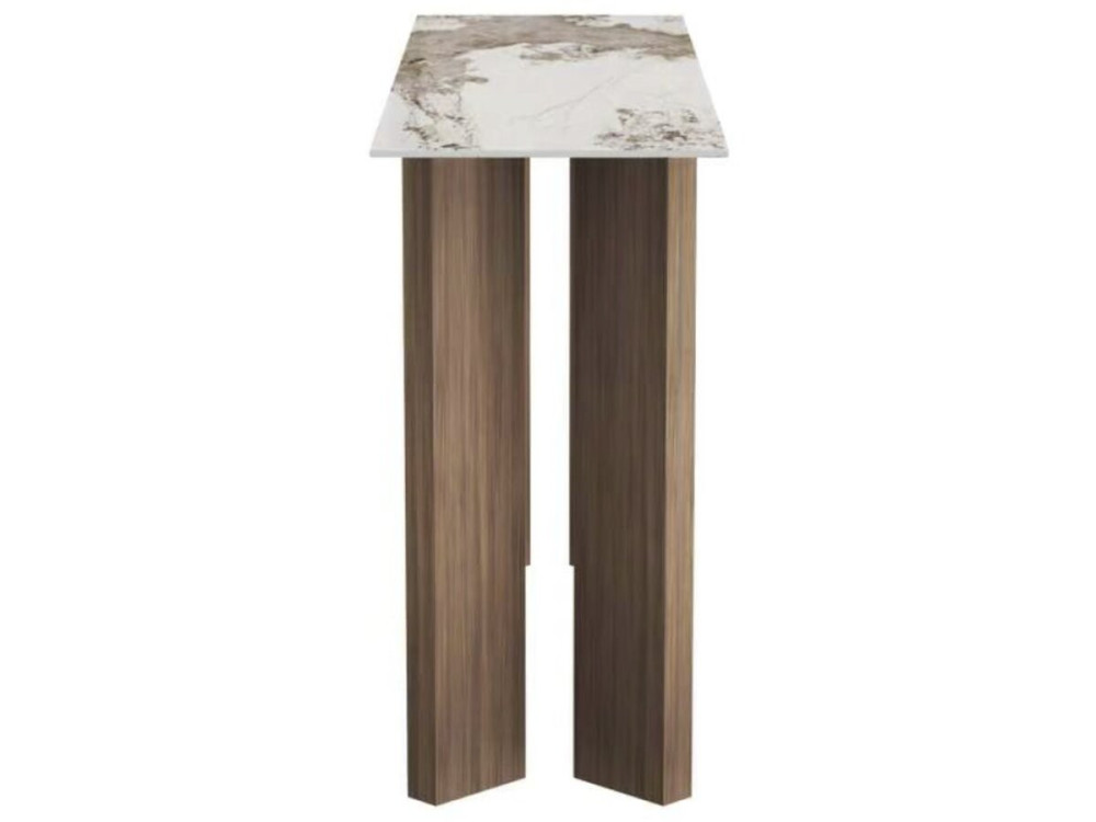 Console de madeira com tampo de cerâmica «Elma» - 140 x 40 x 80 cm - Castanho