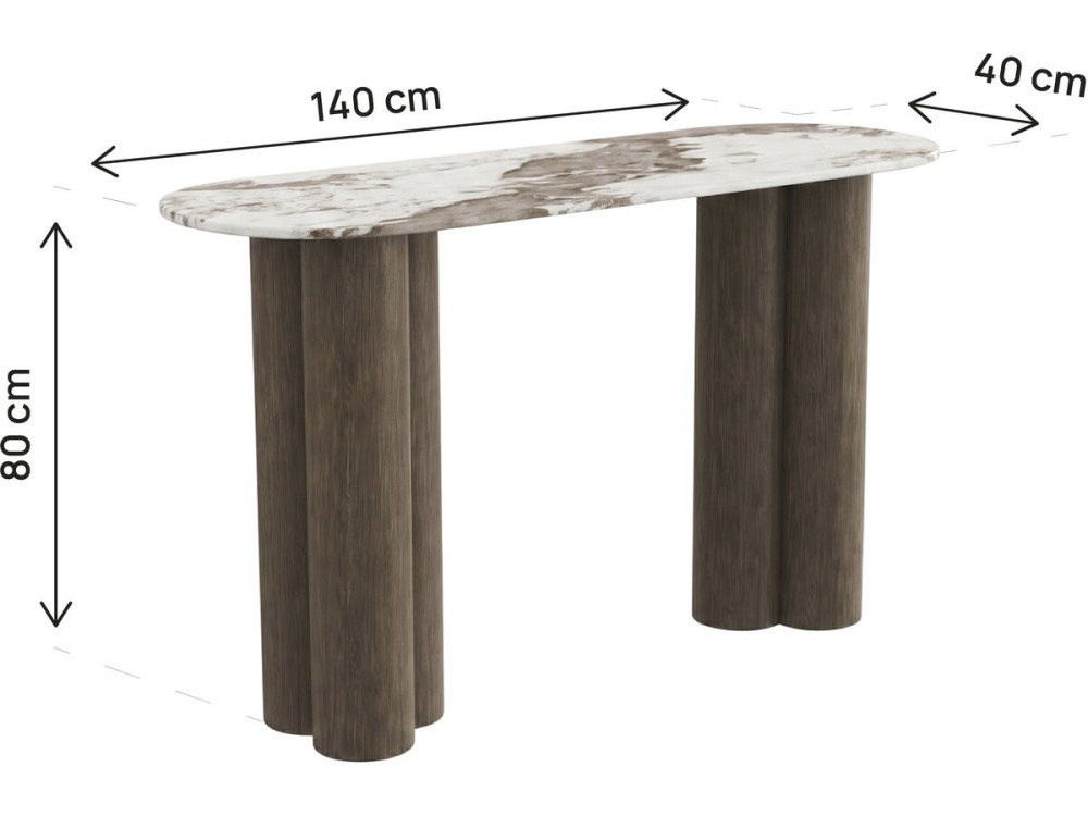 Mesa de apoio com tampo em cerâmica «Zora» - 140 cm - Castanho