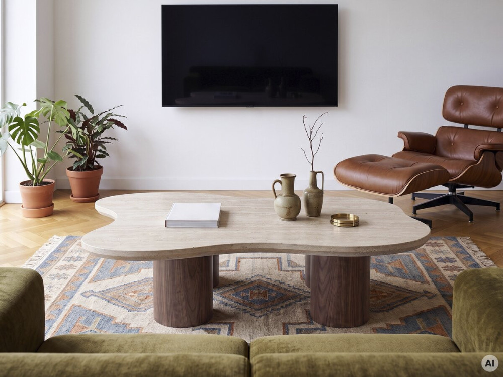Mesa de centro de design em madeira «Lya» - 120 cm - Castanho