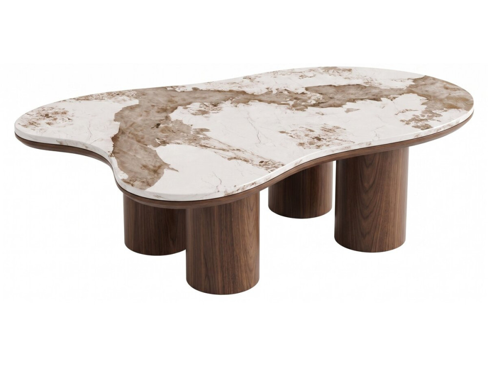 Mesa de centro em madeira com tampo em cerâmica «Kora» - 120 cm - Castanho
