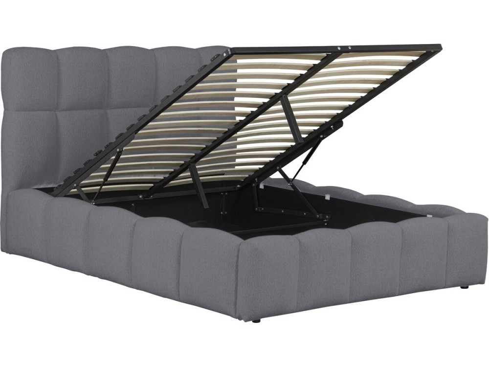 Cama com arrumação "Davos" - Branca Couleur Gris Taille 140 x 190 cm