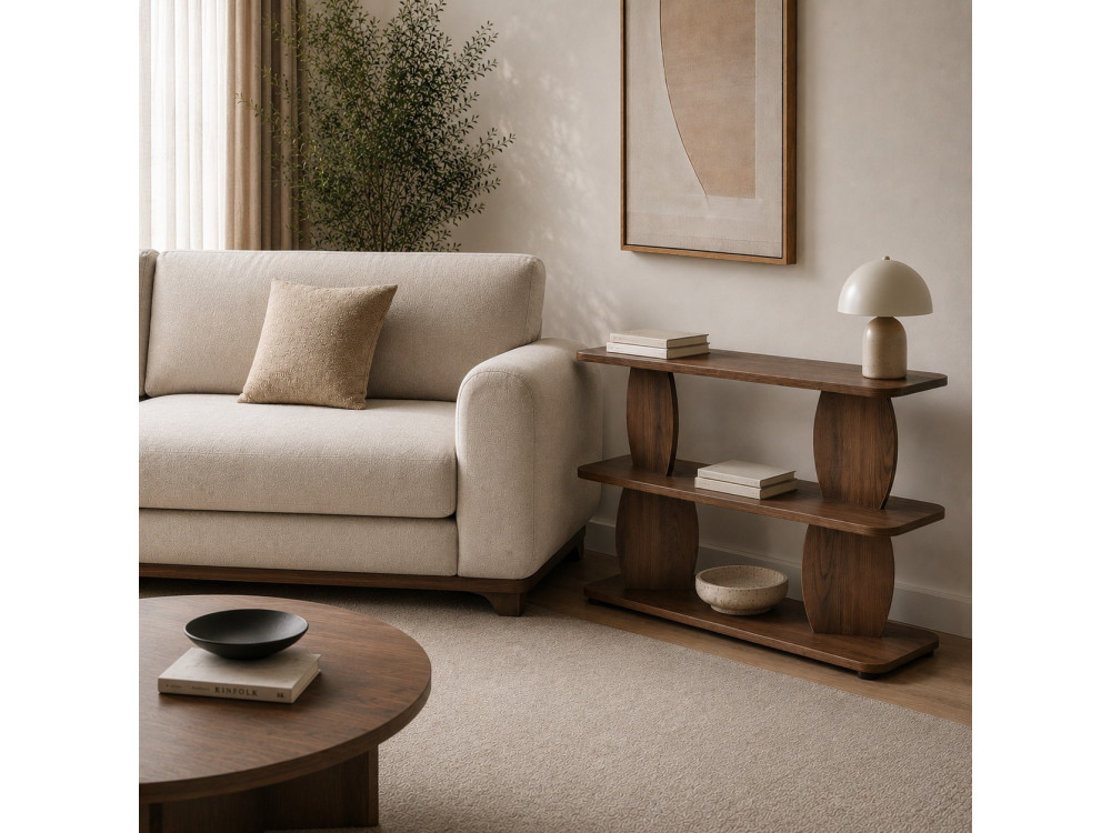 Mesa auxiliar de madeira «Armonia» - 90 x 30 x 70 cm - Castanho
