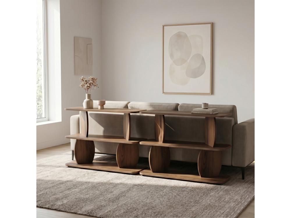 Mesa auxiliar de madeira «Armonia» - 90 x 30 x 70 cm - Castanho