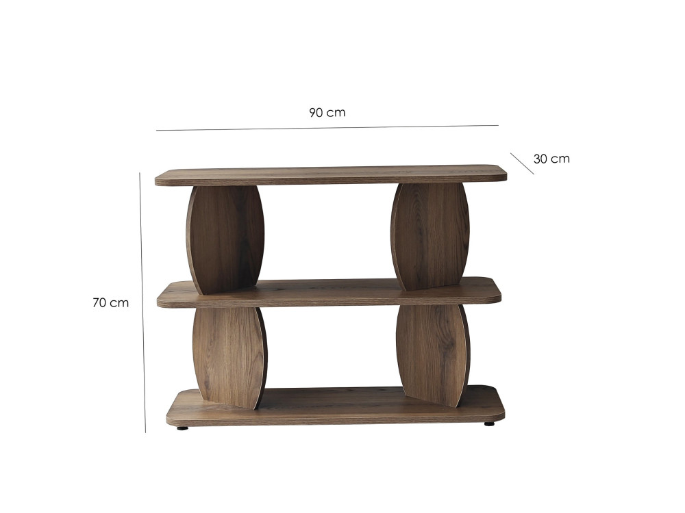 Mesa auxiliar de madeira «Armonia» - 90 x 30 x 70 cm - Castanho