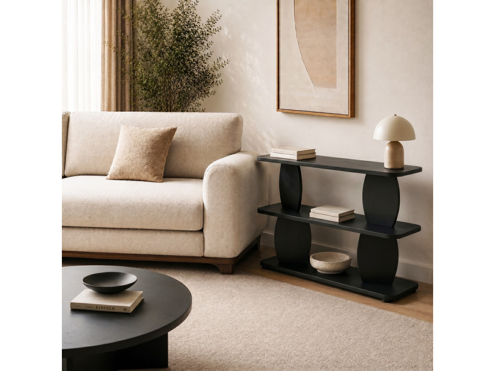 Mesa auxiliar de madeira «Armonia» - 90 x 30 x 70 cm - Preto