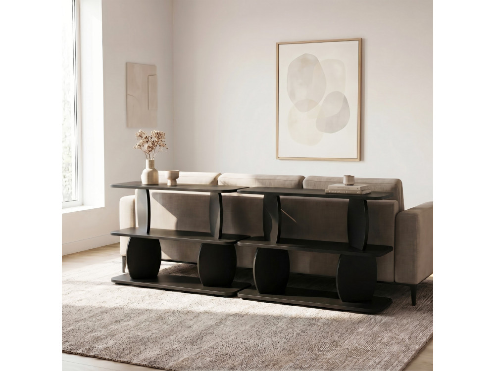 Mesa auxiliar de madeira «Armonia» - 90 x 30 x 70 cm - Preto