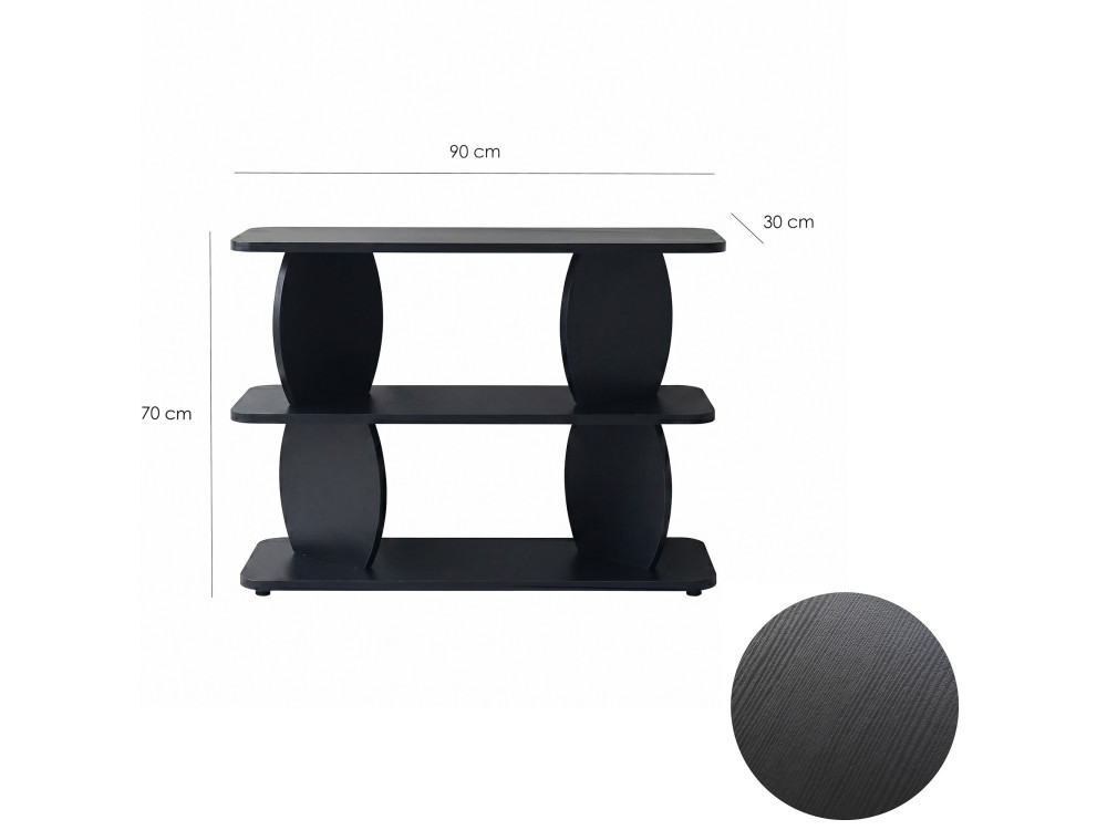 Mesa auxiliar de madeira «Armonia» - 90 x 30 x 70 cm - Preto