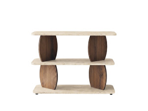 Mesa auxiliar de madeira «Armonia» - 90 x 30 x 70 cm - Travertino / Nogueira