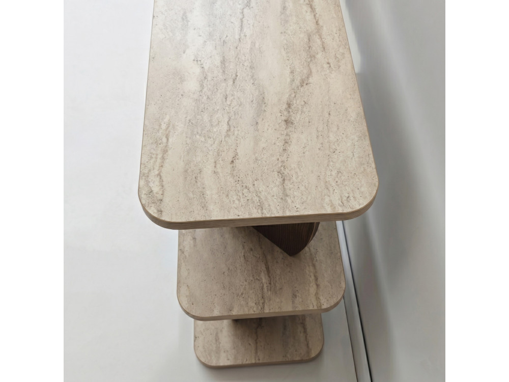 Mesa auxiliar de madeira «Armonia» - 90 x 30 x 70 cm - Travertino / Nogueira