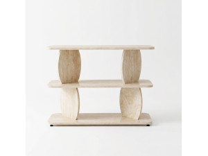 Mesa auxiliar de madeira «Armonia» - 90 x 30 x 70 cm - Travertino