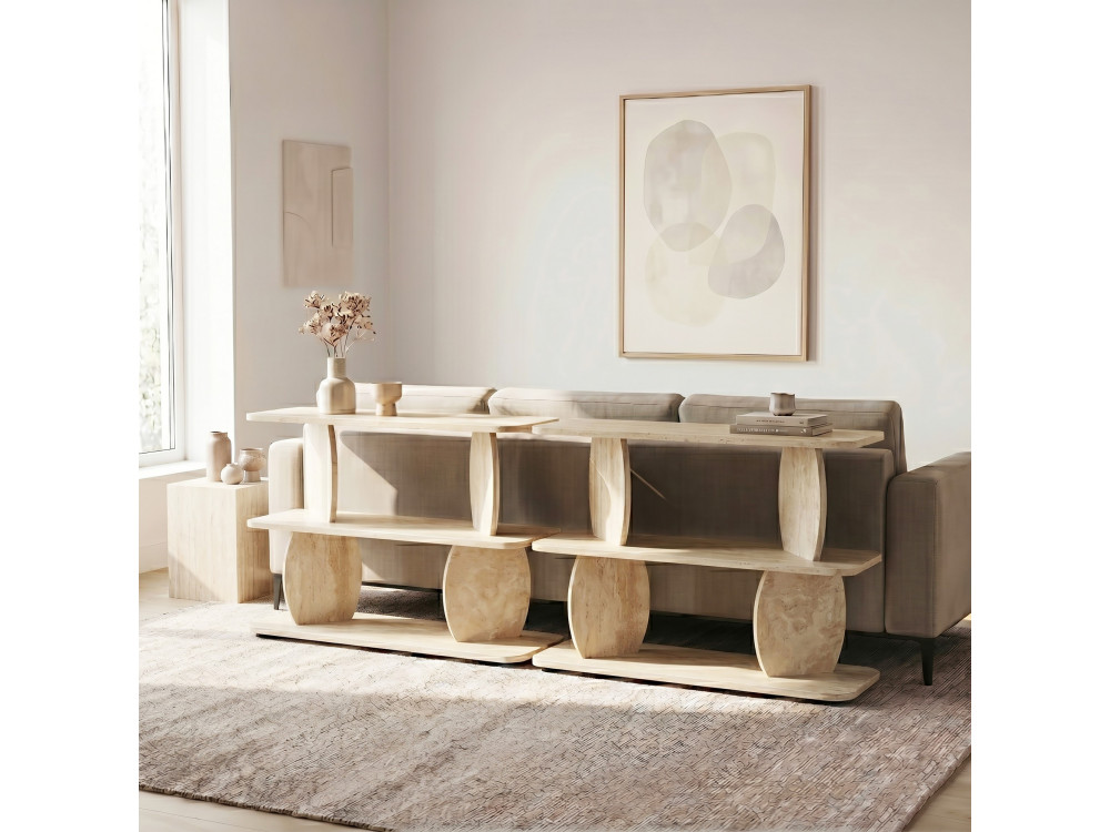 Mesa auxiliar de madeira «Armonia» - 90 x 30 x 70 cm - Travertino