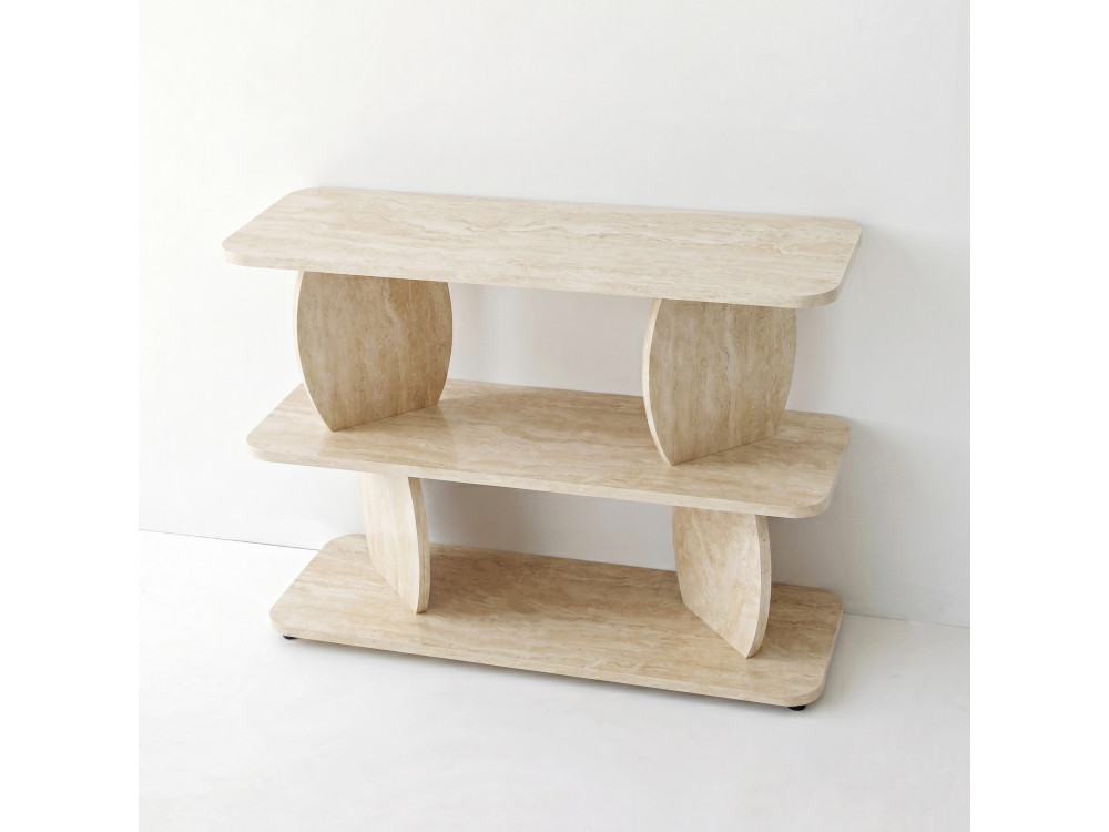 Mesa auxiliar de madeira «Armonia» - 90 x 30 x 70 cm - Travertino