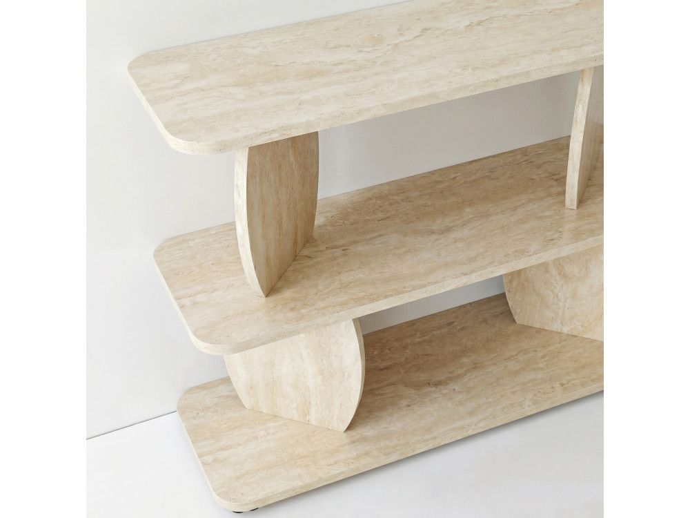 Mesa auxiliar de madeira «Armonia» - 90 x 30 x 70 cm - Travertino
