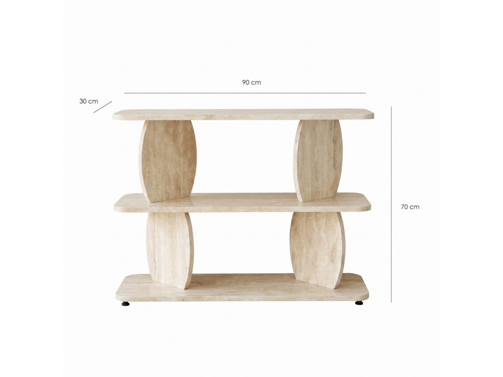 Mesa auxiliar de madeira «Armonia» - 90 x 30 x 70 cm - Travertino