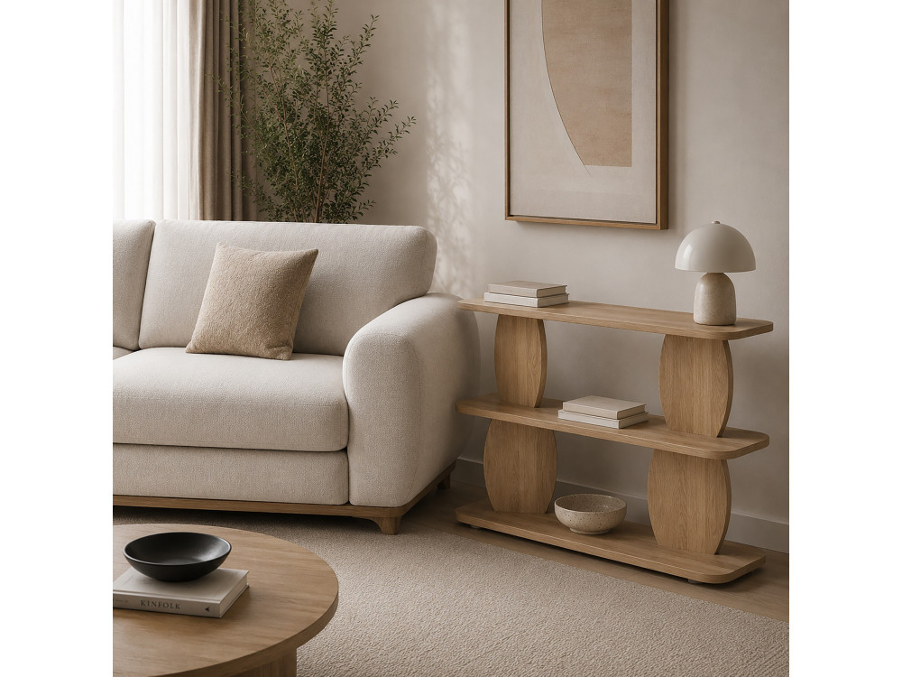 Mesa auxiliar de madeira «Armonia» - 90 x 30 x 70 cm - Carvalho Saphir