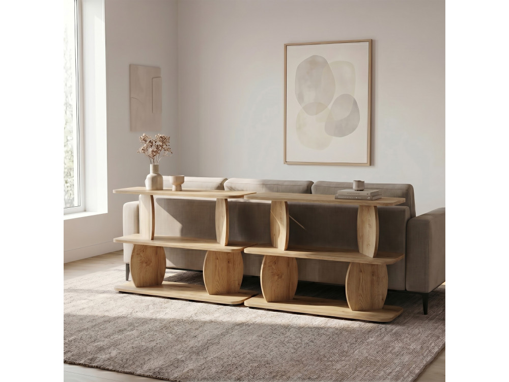 Mesa auxiliar de madeira «Armonia» - 90 x 30 x 70 cm - Carvalho Saphir