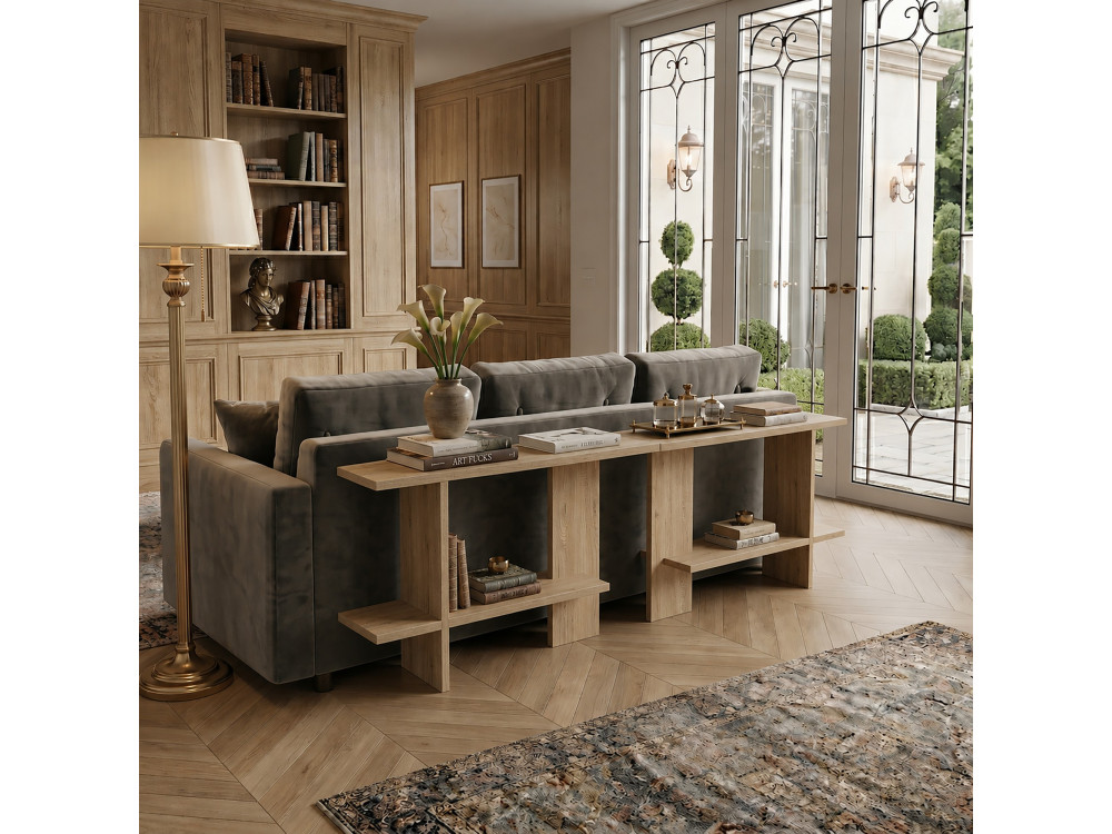 Mesa auxiliar de madeira «Essenziale» - 80 x 30 x 55 cm - Carvalho Saphir