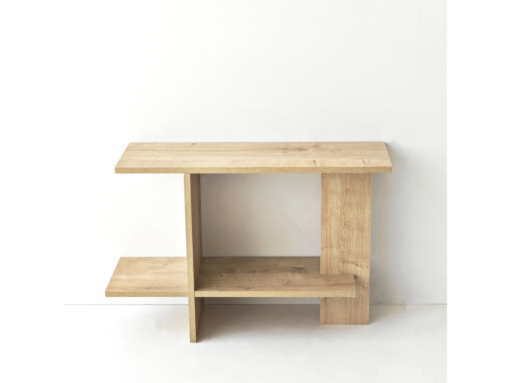Mesa auxiliar de madeira «Essenziale» - 80 x 30 x 55 cm - Carvalho Saphir