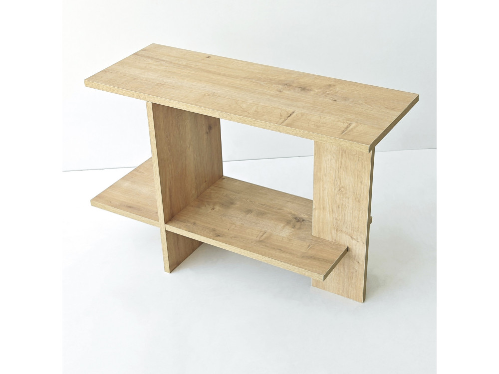 Mesa auxiliar de madeira «Essenziale» - 80 x 30 x 55 cm - Carvalho Saphir