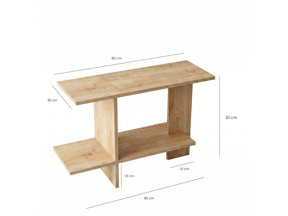 Mesa auxiliar de madeira «Essenziale» - 80 x 30 x 55 cm - Carvalho Saphir