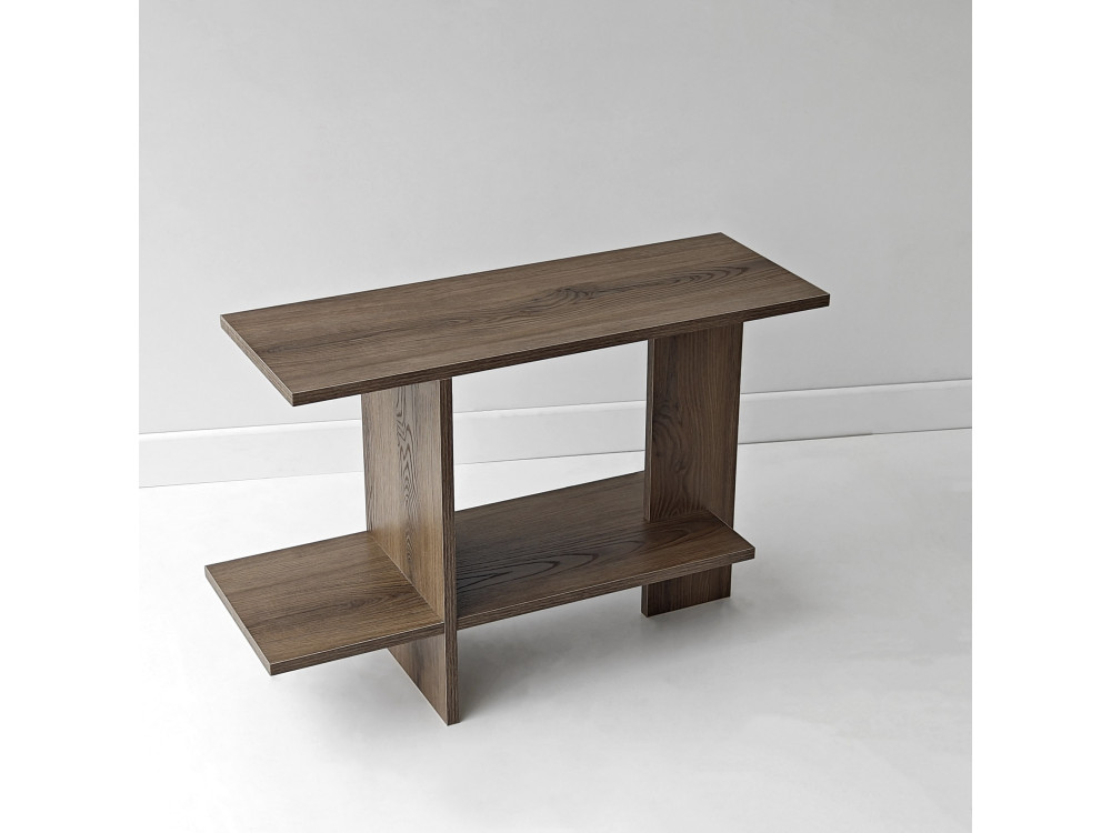 Mesa auxiliar de madeira «Essenziale» - 80 x 30 x 55 cm - Castanho