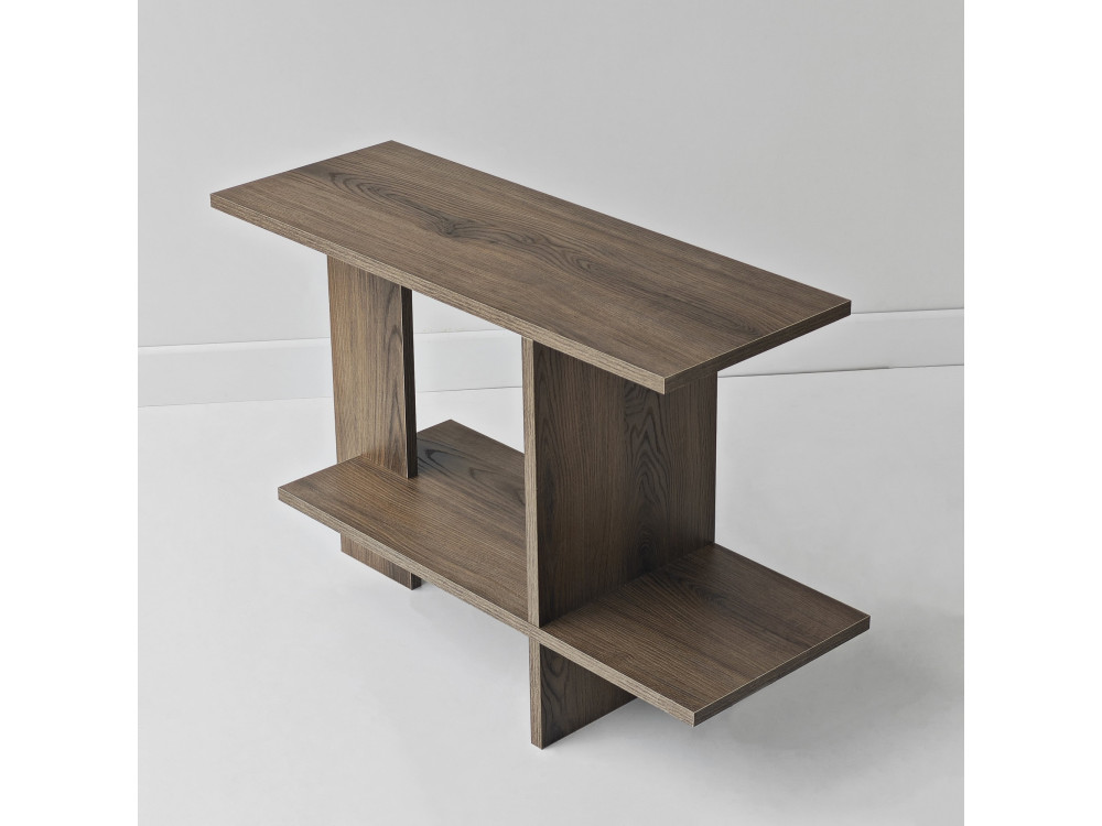 Mesa auxiliar de madeira «Essenziale» - 80 x 30 x 55 cm - Castanho