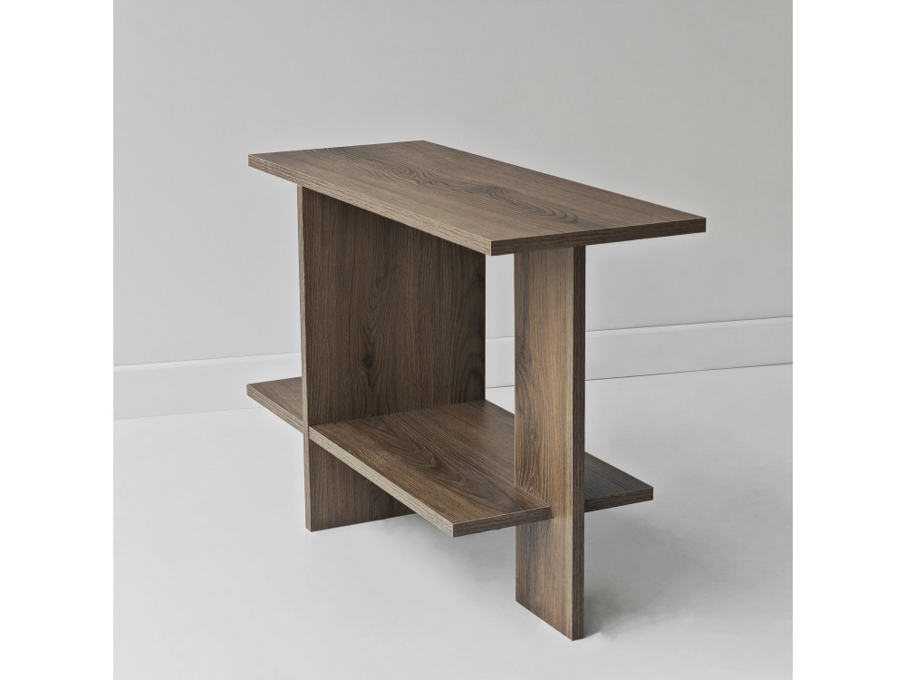Mesa auxiliar de madeira «Essenziale» - 80 x 30 x 55 cm - Castanho