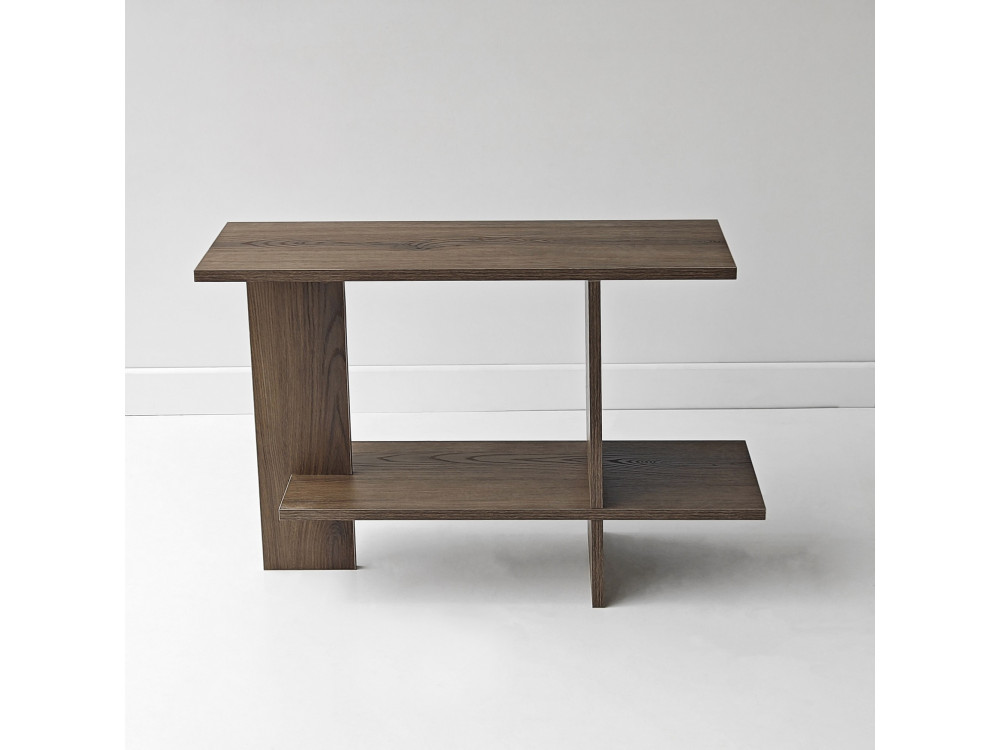 Mesa auxiliar de madeira «Essenziale» - 80 x 30 x 55 cm - Castanho