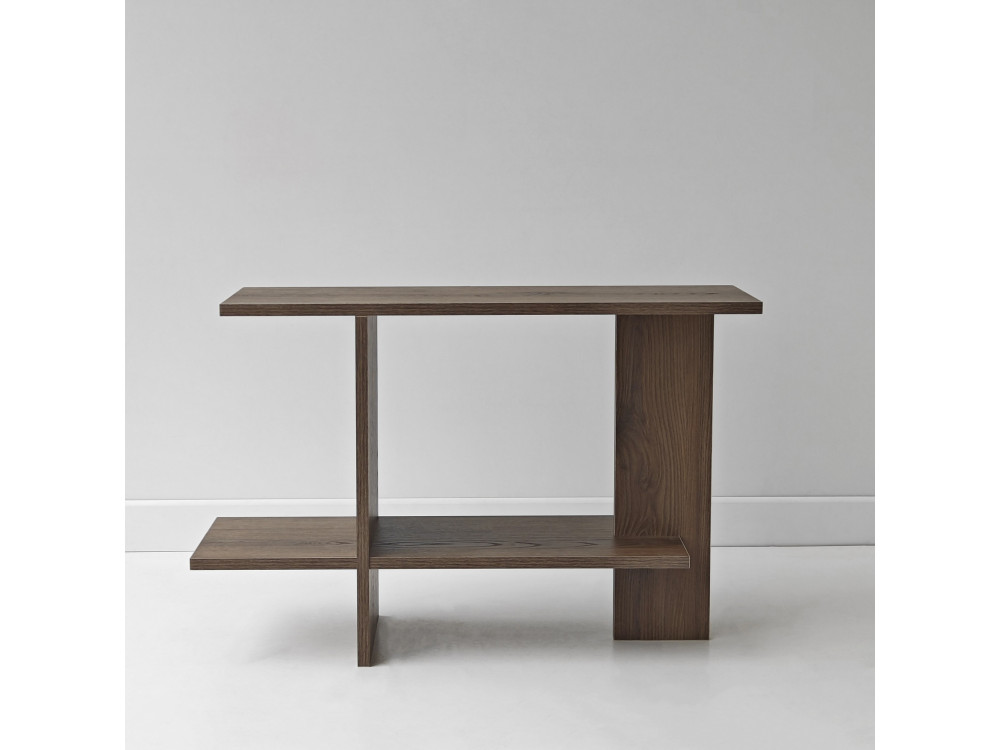 Mesa auxiliar de madeira «Essenziale» - 80 x 30 x 55 cm - Castanho
