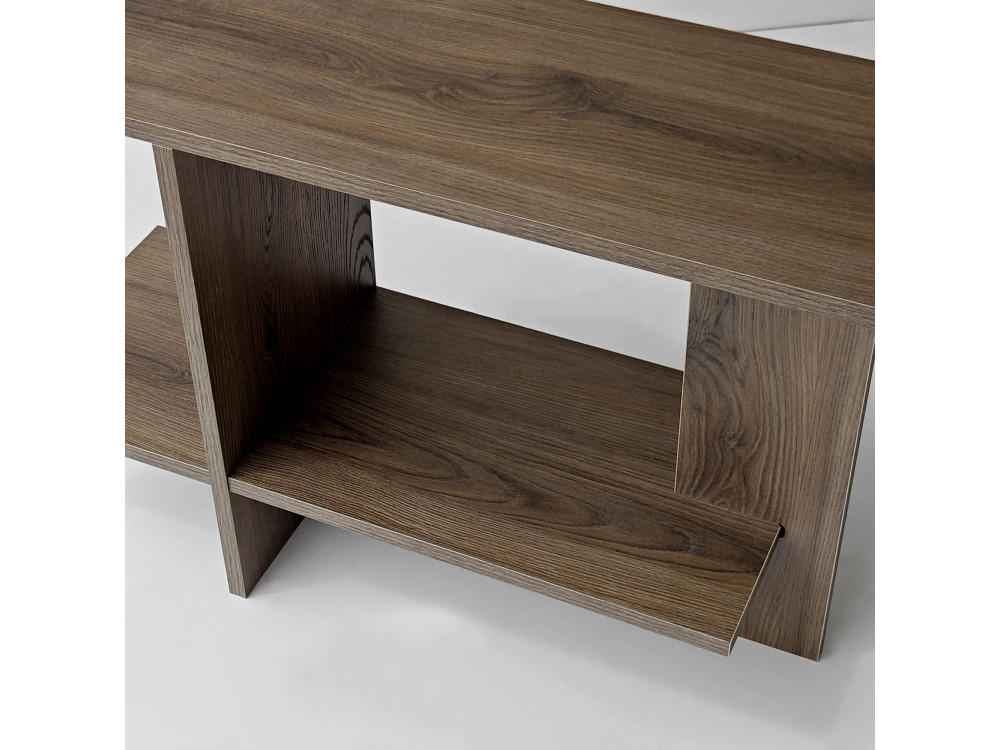 Mesa auxiliar de madeira «Essenziale» - 80 x 30 x 55 cm - Castanho