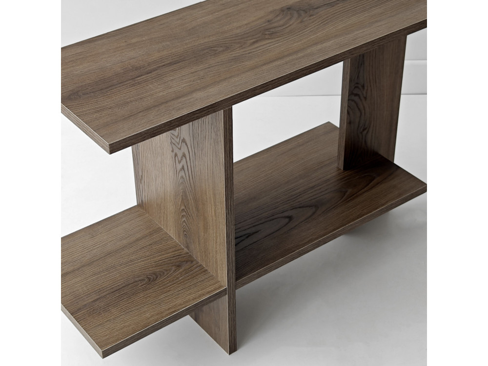Mesa auxiliar de madeira «Essenziale» - 80 x 30 x 55 cm - Castanho